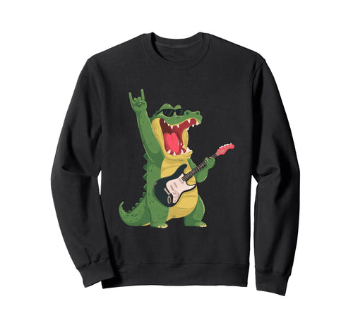 Funny Crocodile Rock Music Guitarist Sweatshirt - Novelty Apparel Unisex - T-Shirt, Sweatshirt, Hoodie