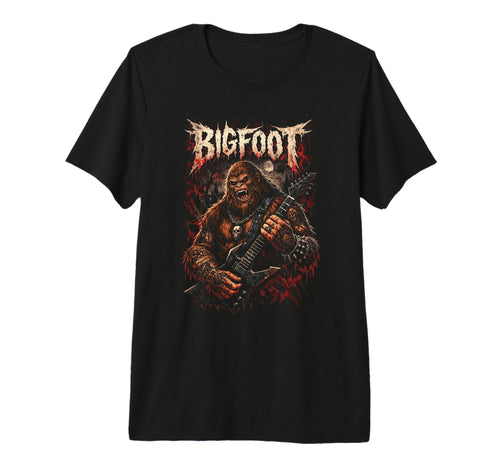 Bigfoot Heavymetal Sasquatch Guitar T-Shirt - Streetwear Style for Adults - T-Shirt, Sweatshirt, Hoodie