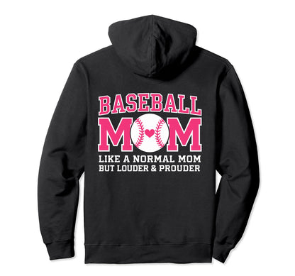Baseball Mom Like Normal Mom Louder Hoodie - Minimalist Print Men Women - T-Shirt, Sweatshirt, Hoodie