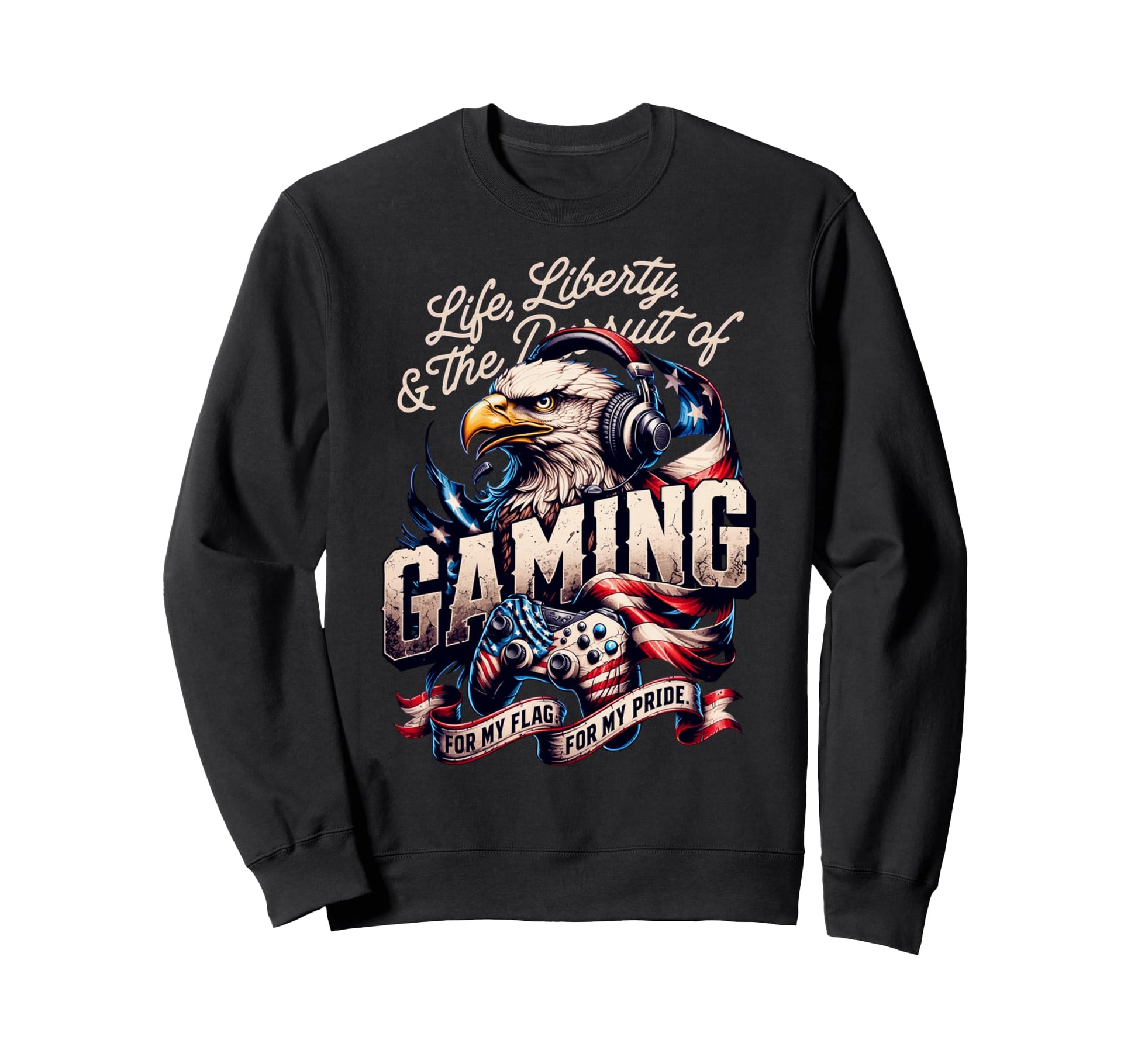Funny Patriotic Usa Gamer Usa Sweatshirt - Fun Novelty Design for Adults - T-Shirt, Sweatshirt, Hoodie