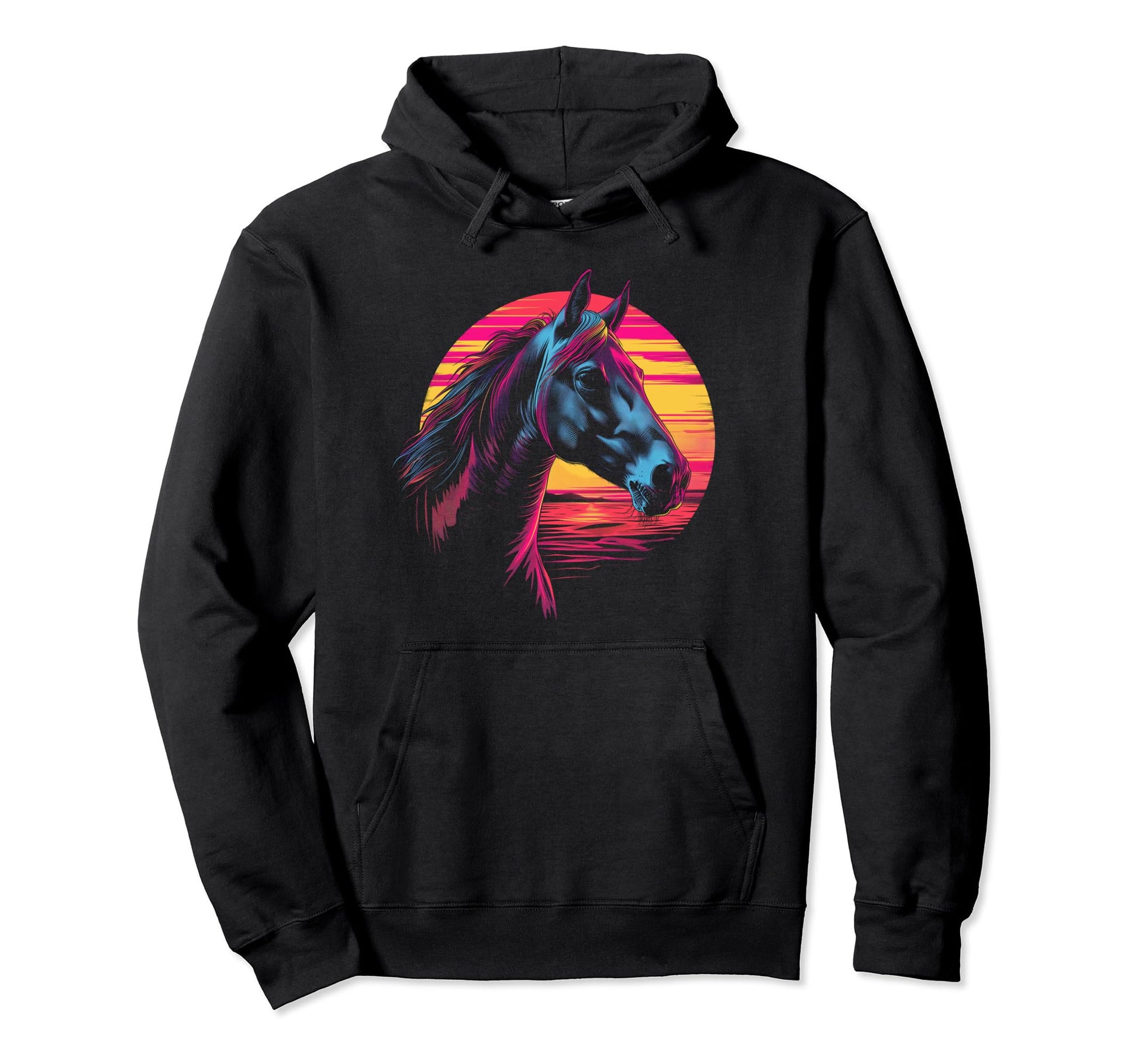Horse Vaporwave Aesthetic Hoodie - Casual Everyday Wear for Adults - T-Shirt, Sweatshirt, Hoodie