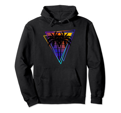 Synthwave Vaporwave Triangle Palm Hoodie - Casual Everyday Wear Unisex - T-Shirt, Sweatshirt, Hoodie