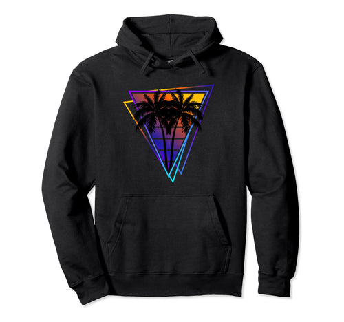 Synthwave Vaporwave Triangle Palm Hoodie - Casual Everyday Wear Unisex - T-Shirt, Sweatshirt, Hoodie