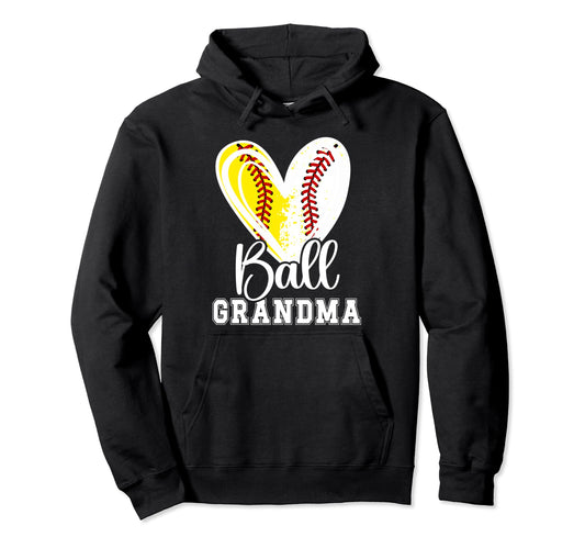 Ball Grandma Heart Baseball Softball Hoodie - Streetwear Style Unisex - T-Shirt, Sweatshirt, Hoodie