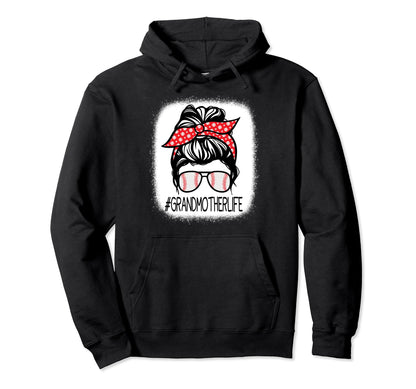 Grandmother Bleached Messy Bun Hoodie - Aesthetic Graphic for Adults - T-Shirt, Sweatshirt, Hoodie