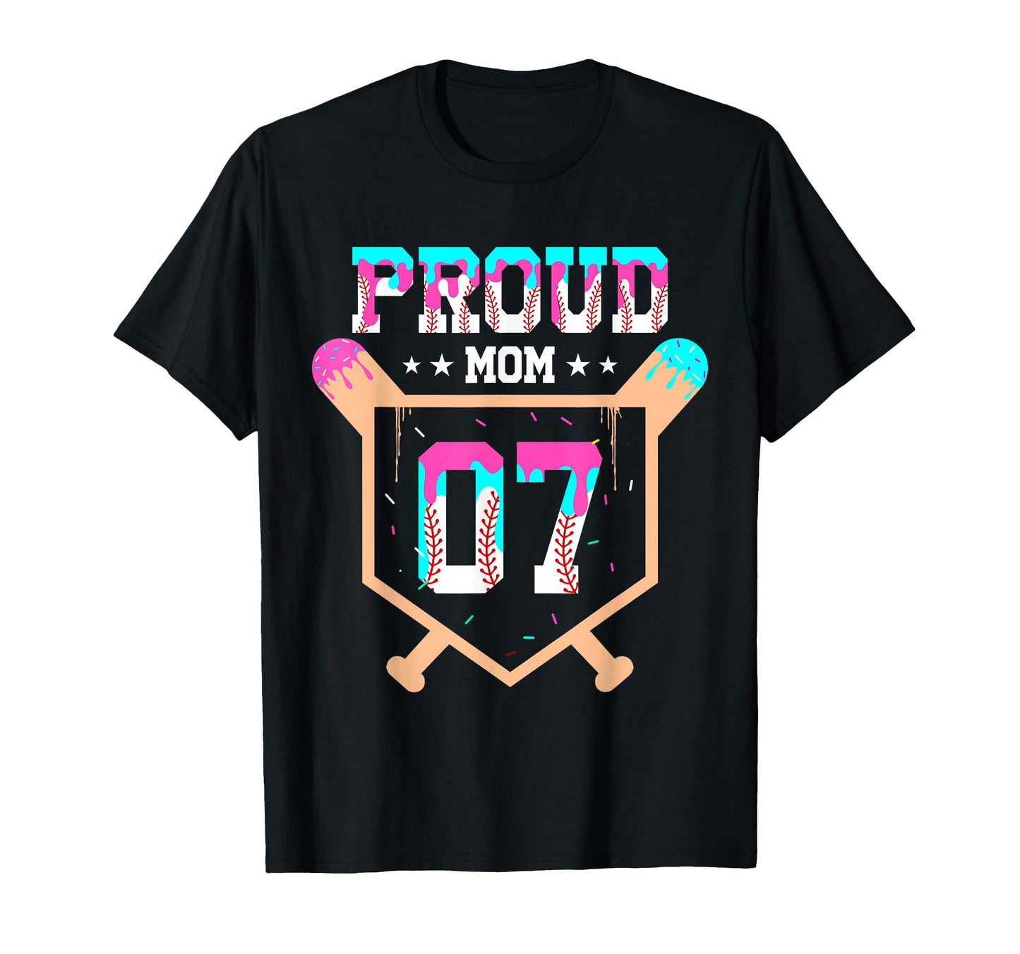 Proud Mom Baseball Player Number 7 T-Shirt - Fun Novelty Design Men Women - T-Shirt, Sweatshirt, Hoodie