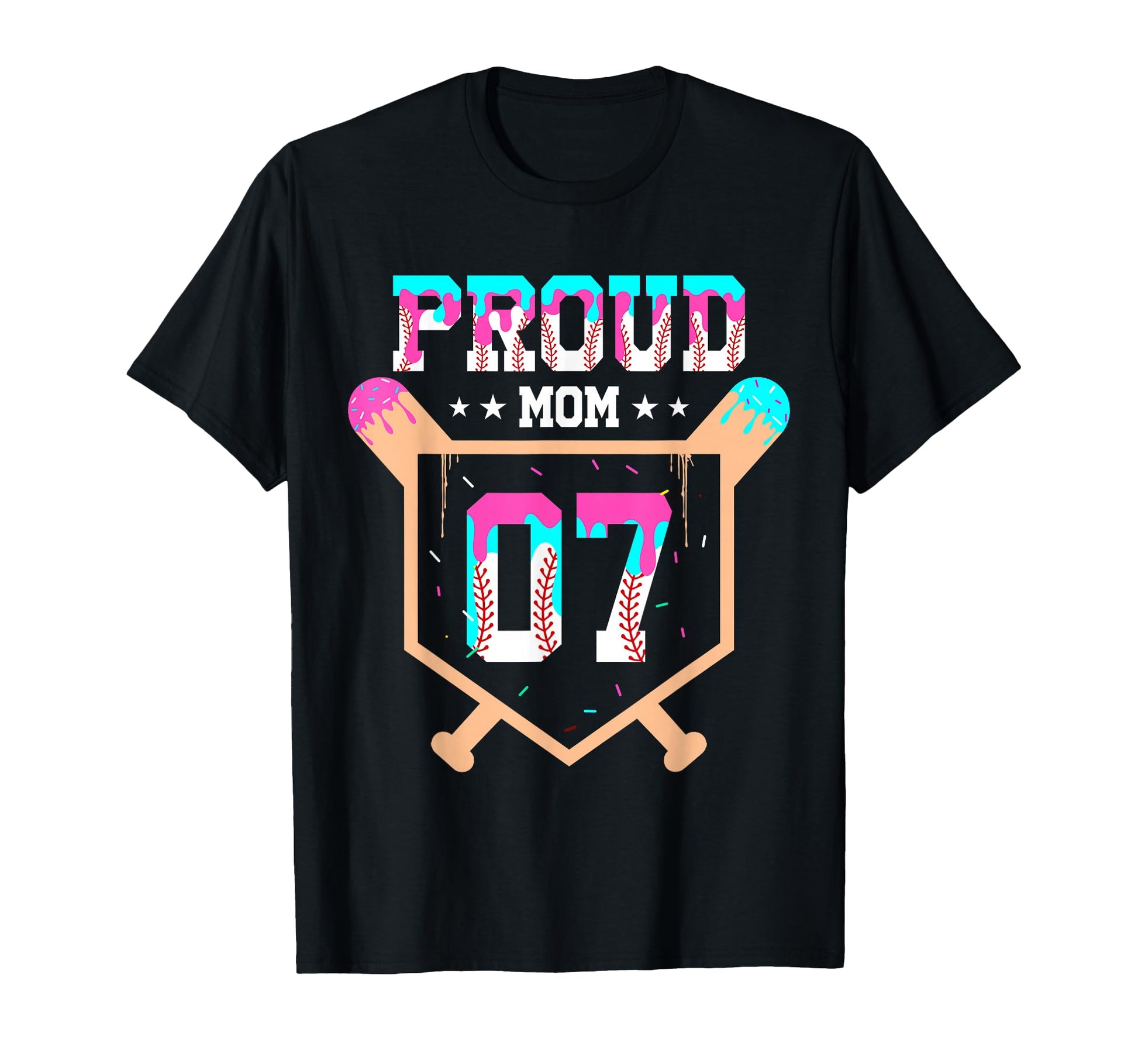 Proud Mom Baseball Player Number 7 T-Shirt - Fun Novelty Design Men Women - T-Shirt, Sweatshirt, Hoodie