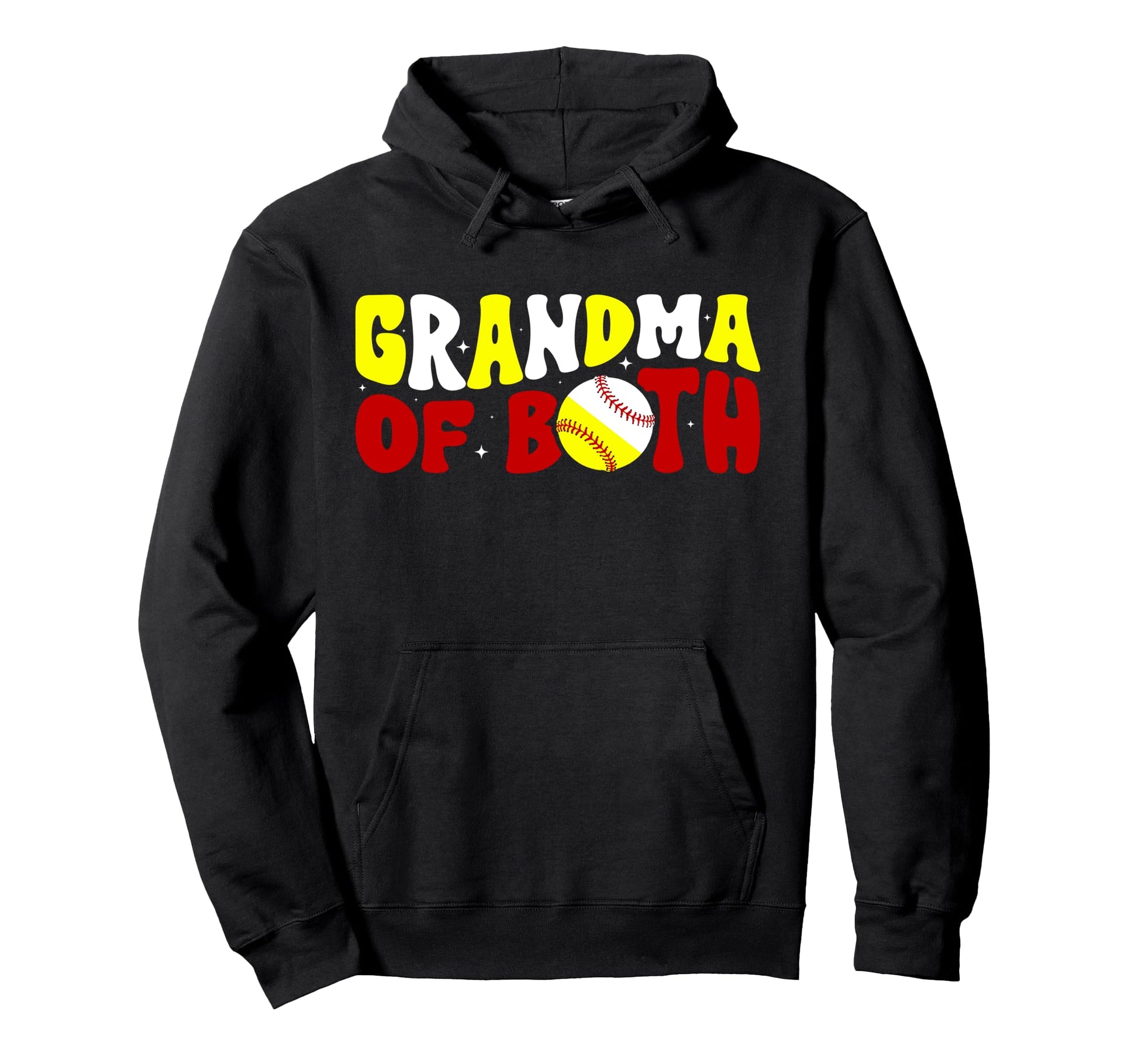 Grandma Both Groovy Baseball Softball Hoodie - Novelty Apparel Unisex - T-Shirt, Sweatshirt, Hoodie