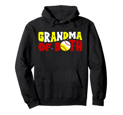 Grandma Both Groovy Baseball Softball Hoodie - Novelty Apparel Unisex - T-Shirt, Sweatshirt, Hoodie