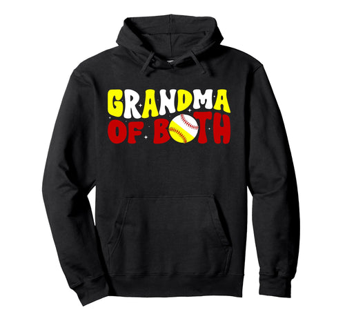 Grandma Both Groovy Baseball Softball Hoodie - Novelty Apparel Unisex - T-Shirt, Sweatshirt, Hoodie