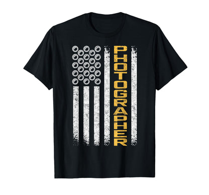 Us Flag Photo Camera Photographer T-Shirt - Minimalist Print Men Women - T-Shirt, Sweatshirt, Hoodie