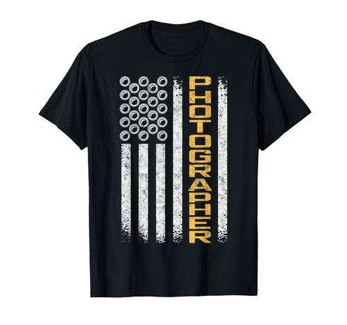 Us Flag Photo Camera Photographer T-Shirt - Minimalist Print Men Women - T-Shirt, Sweatshirt, Hoodie