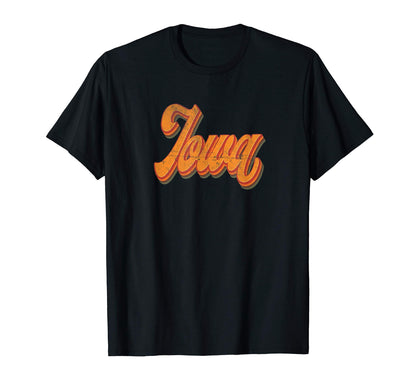 Iowa Us State Map Stripes 1970S 8 T-Shirt - Graphic Print Unisex - T-Shirt, Sweatshirt, Hoodie