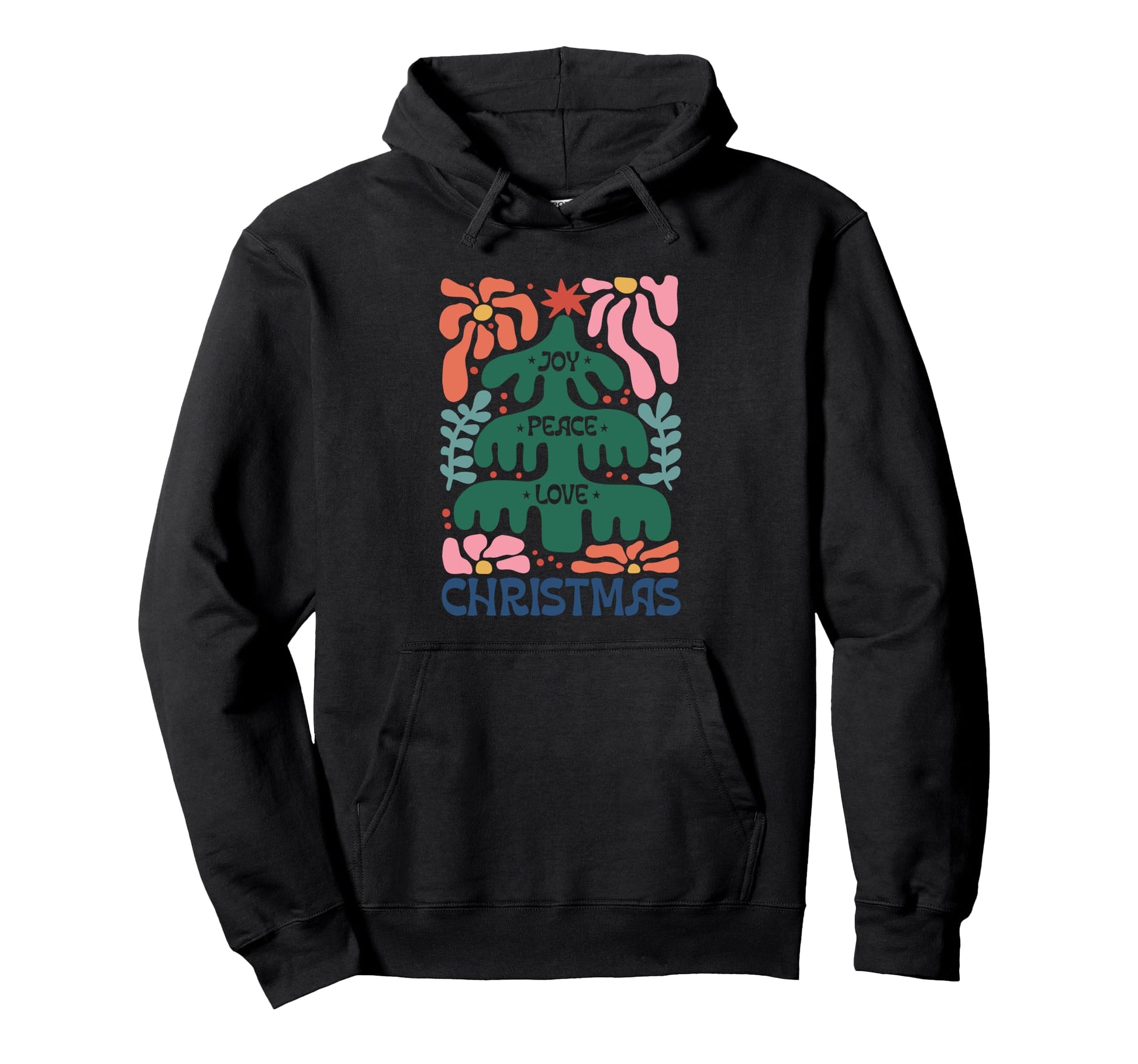 Abstract Boho Tree Joy Peace Love Hoodie - Minimalist Print Unisex - T-Shirt, Sweatshirt, Hoodie