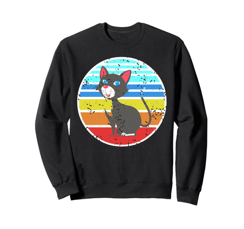 Happy Cat Rainbow Cartoon Feline Sweatshirt - Graphic Print Men Women - T-Shirt, Sweatshirt, Hoodie