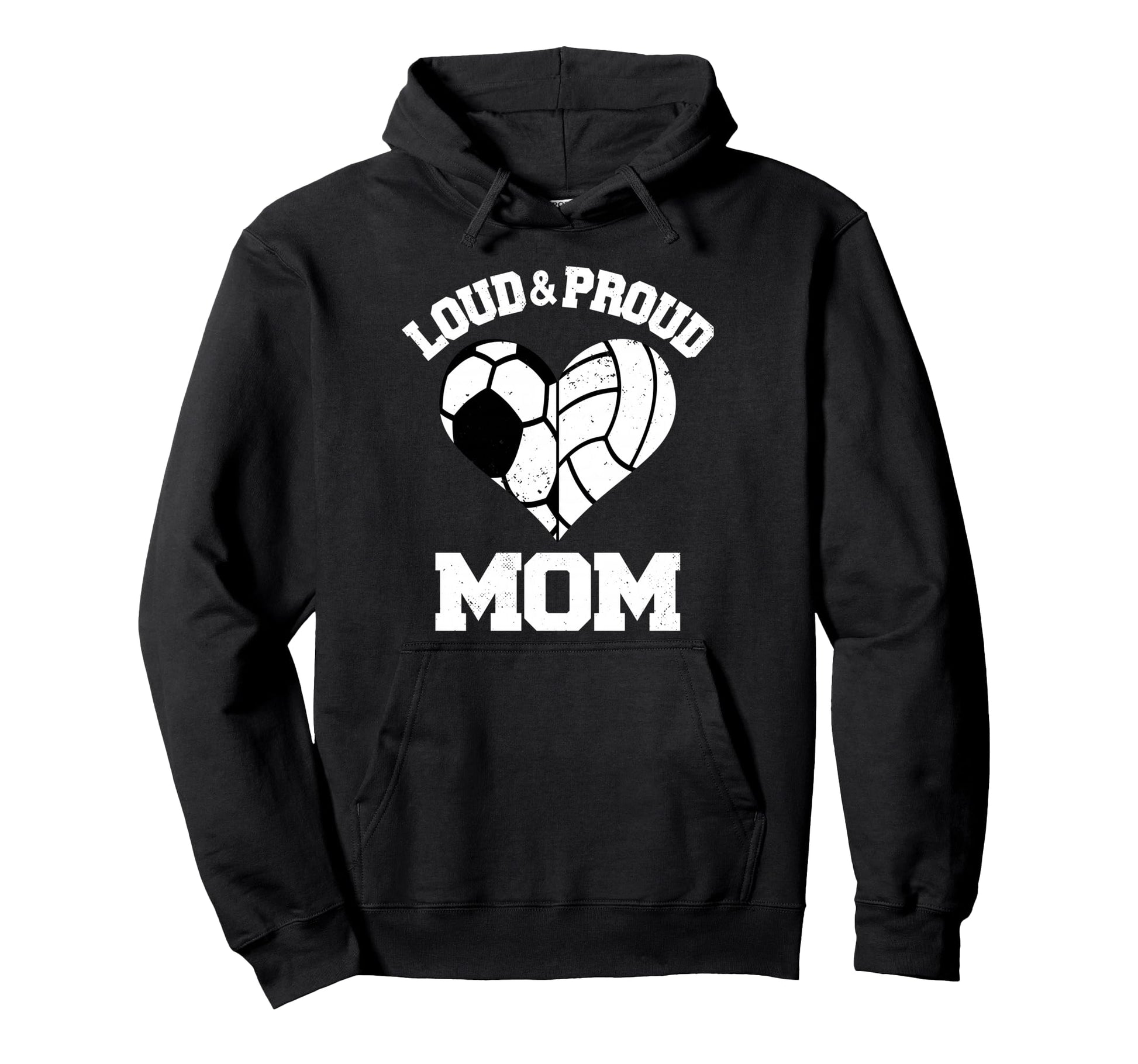 Loud Proud Mom Soccer Volleyball Heart Hoodie - Novelty Apparel for Adults - T-Shirt, Sweatshirt, Hoodie