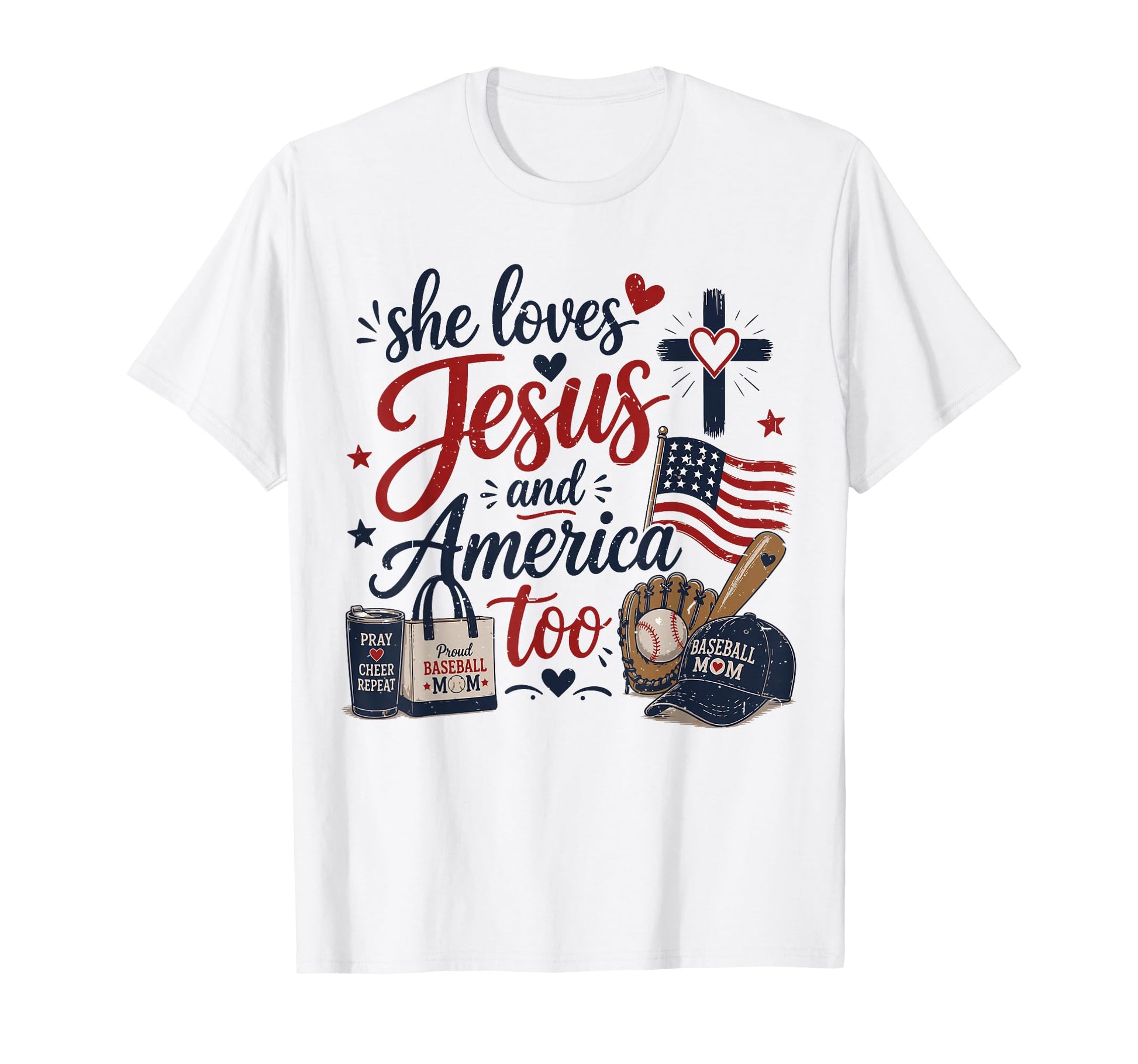 She Loves Jesus America Too 4Th July T-Shirt - Graphic Print Men Women - T-Shirt, Sweatshirt, Hoodie
