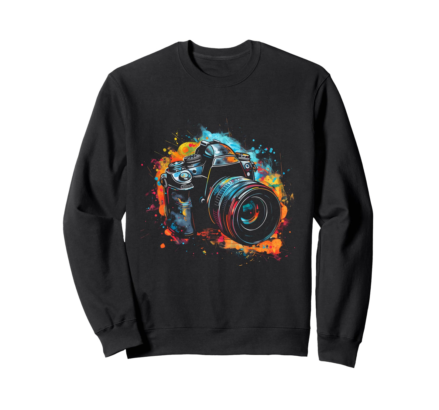 Camera Photography Watercolor Art Sweatshirt - Trendy Graphic for Adults - T-Shirt, Sweatshirt, Hoodie