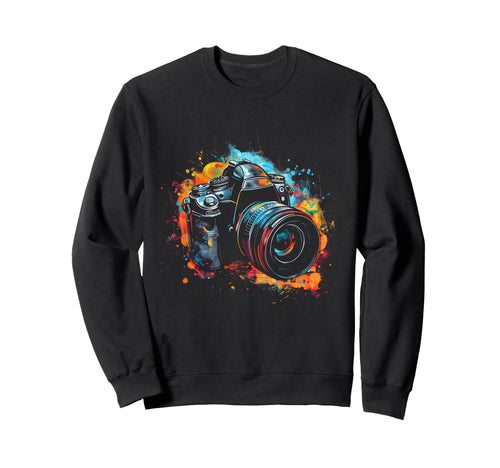Camera Photography Watercolor Art Sweatshirt - Trendy Graphic for Adults - T-Shirt, Sweatshirt, Hoodie