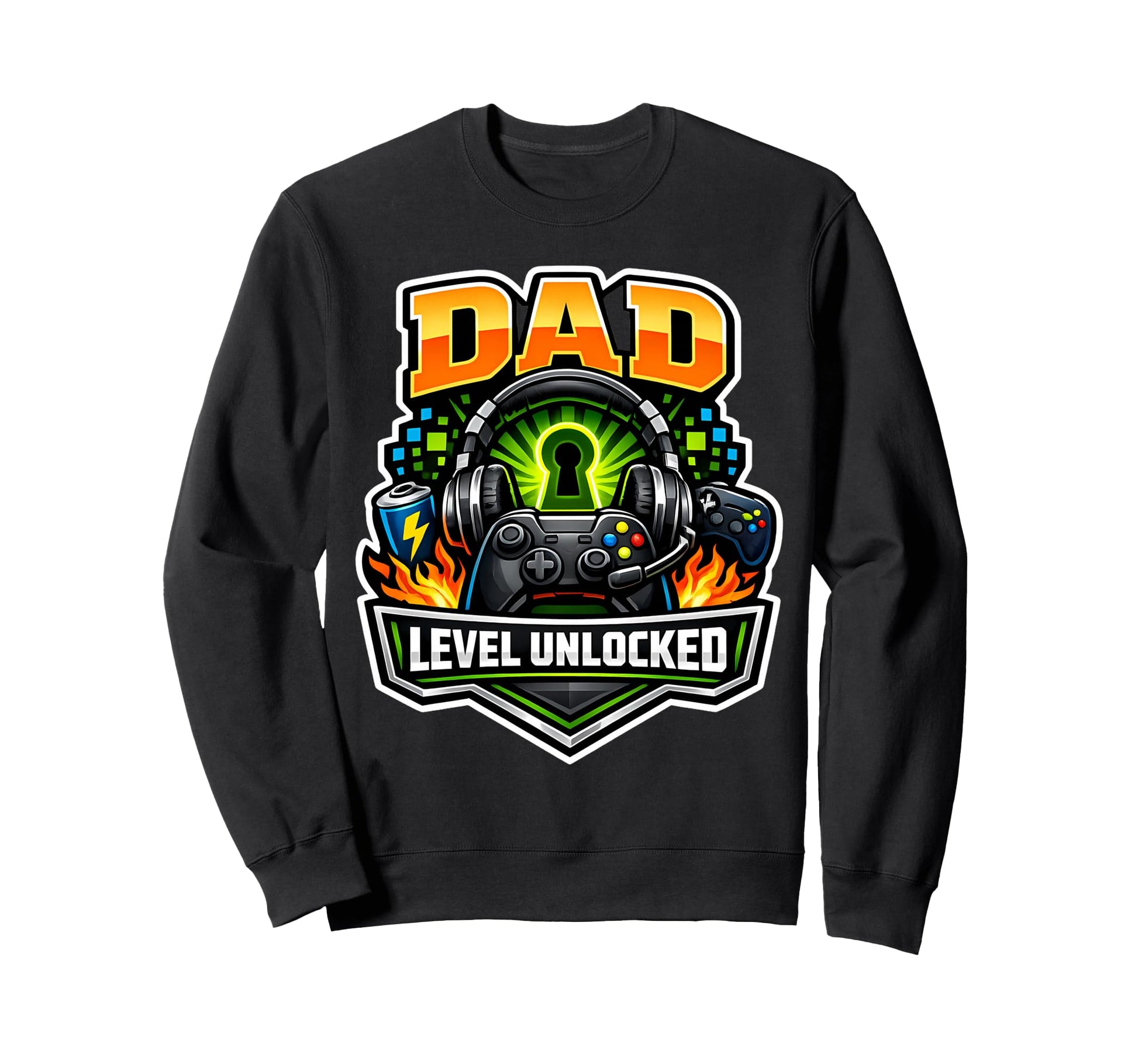 New Dad Level Unlocked Father Sweatshirt - Trendy Graphic for Adults - T-Shirt, Sweatshirt, Hoodie