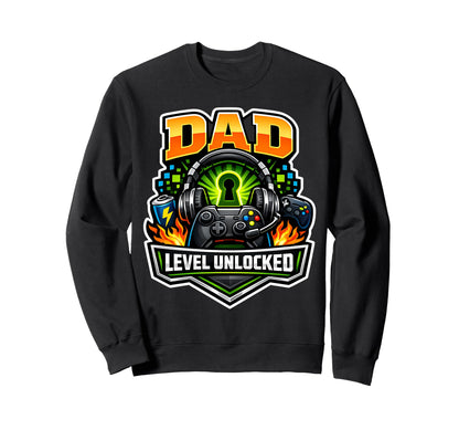 New Dad Level Unlocked Father Sweatshirt - Trendy Graphic for Adults - T-Shirt, Sweatshirt, Hoodie
