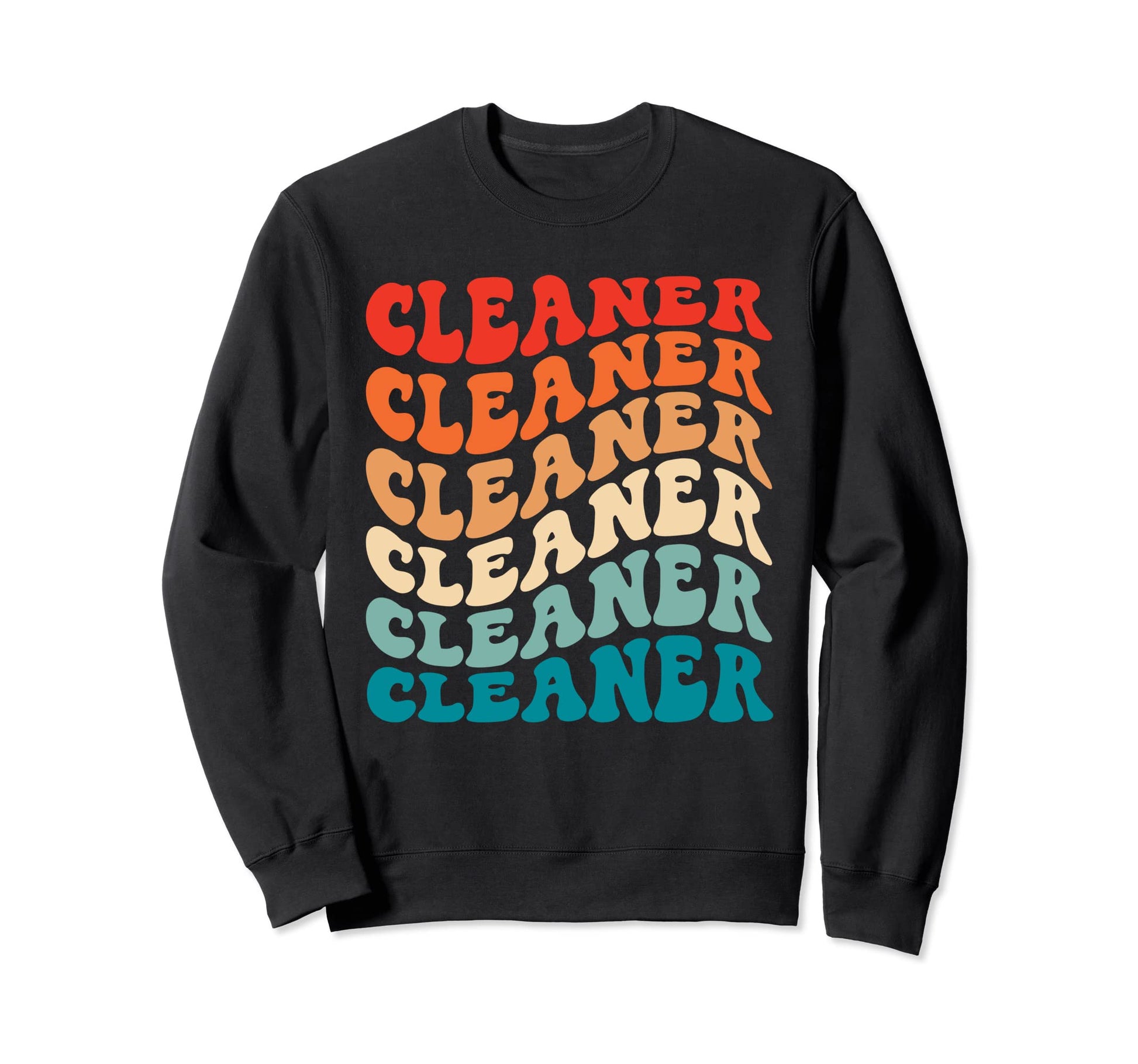 Groovy 70S Cleaner Funny Wavy Boho Sweatshirt - Minimalist Print Men Women - T-Shirt, Sweatshirt, Hoodie