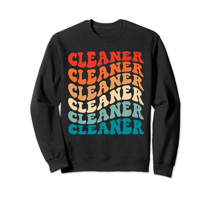 Groovy 70S Cleaner Funny Wavy Boho Sweatshirt - Minimalist Print Men Women - T-Shirt, Sweatshirt, Hoodie
