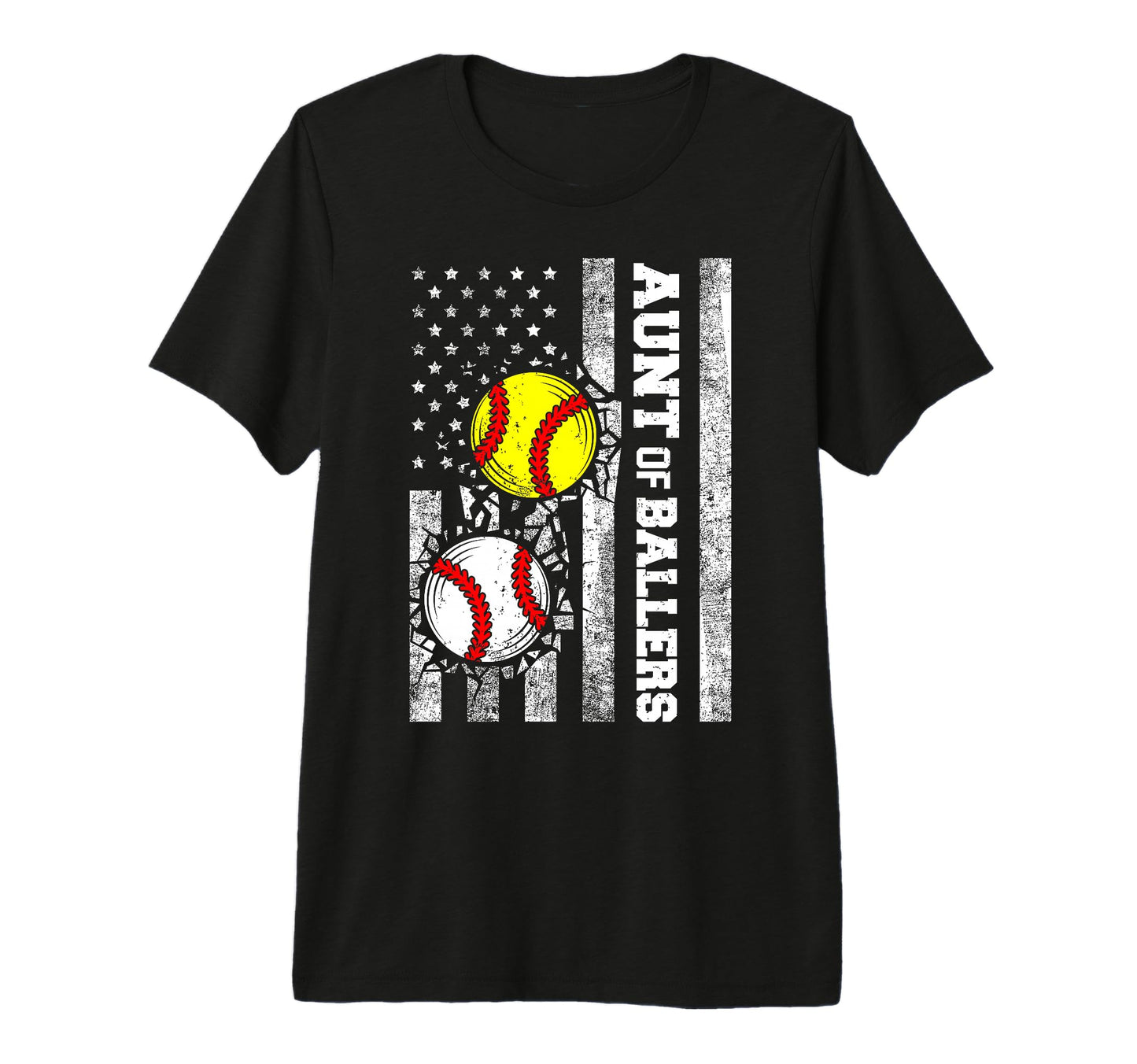 Aunt Ballers Funny Usa Flag Baseball T-Shirt - Trendy Graphic for Adults - T-Shirt, Sweatshirt, Hoodie