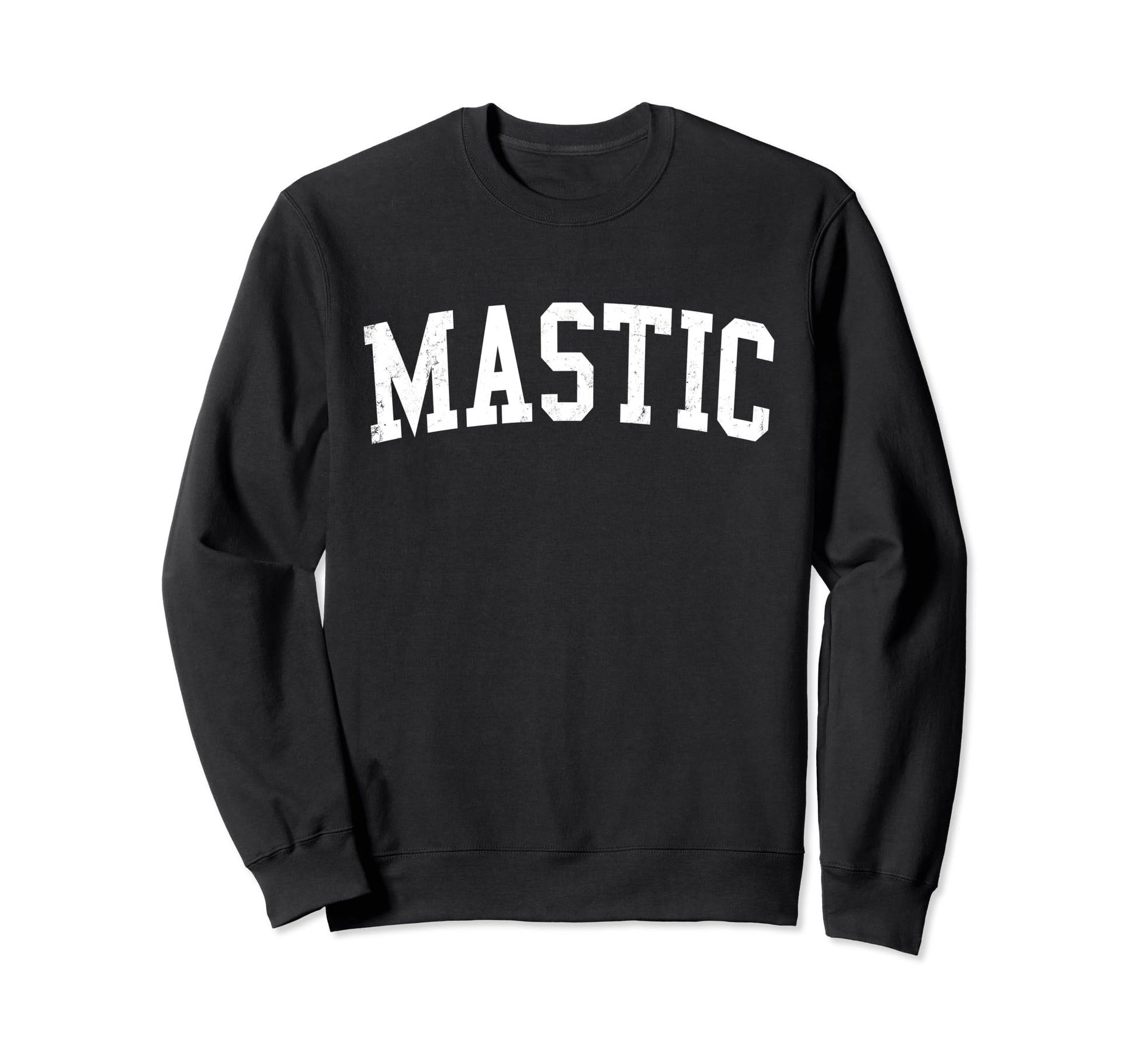 Mastic Ny Distressed White Varsity Sweatshirt - Aesthetic Graphic Men Women - T-Shirt, Sweatshirt, Hoodie
