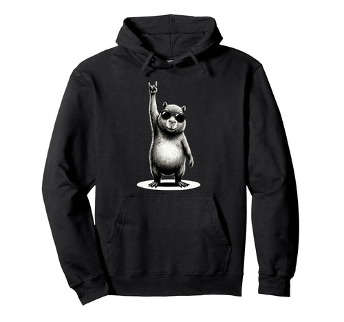 Capybara Rock Rock And Roll Funny Hoodie - Trendy Graphic for Adults - T-Shirt, Sweatshirt, Hoodie