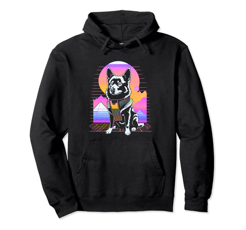 Vaporwave Aesthetic Dog Hoodie - Aesthetic Graphic Men Women - T-Shirt, Sweatshirt, Hoodie