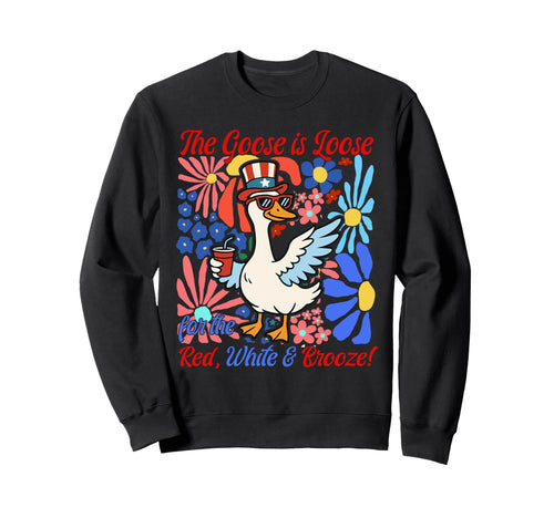 Boho Goose Is Loose Red White Sweatshirt - Casual Everyday Wear Men Women - T-Shirt, Sweatshirt, Hoodie