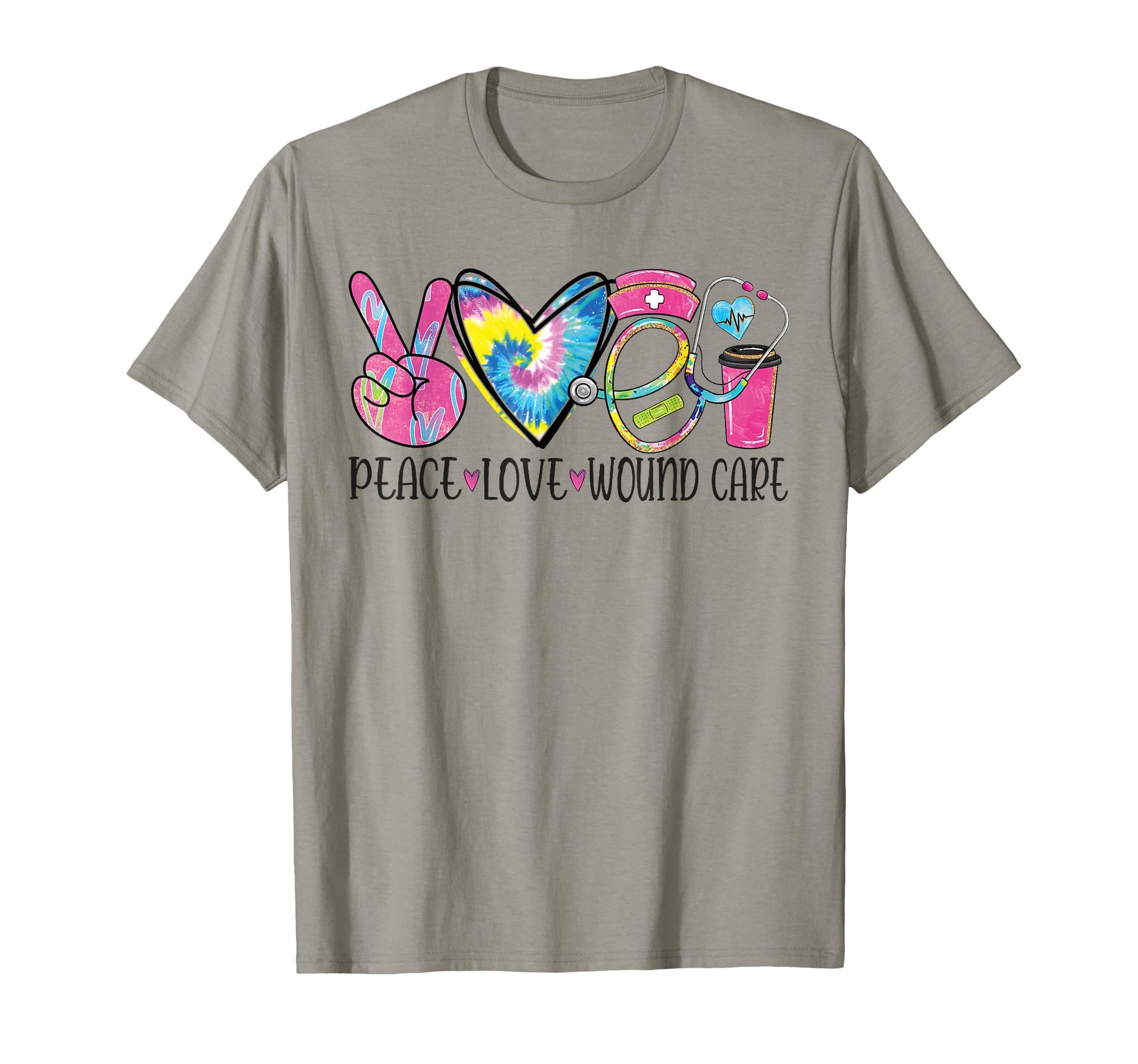Peace Love Wound Care Nurse Nursing Heart T-Shirt - Graphic Print Unisex - T-Shirt, Sweatshirt, Hoodie