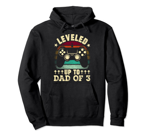 Leveled Up To Dad 3 Fathers Day New Dad Hoodie - Minimalist Print Unisex - T-Shirt, Sweatshirt, Hoodie