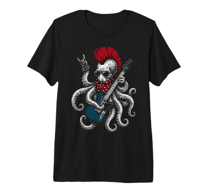 Funny Octopus Playing Guitar Usa T-Shirt - Casual Everyday Wear Men Women - T-Shirt, Sweatshirt, Hoodie