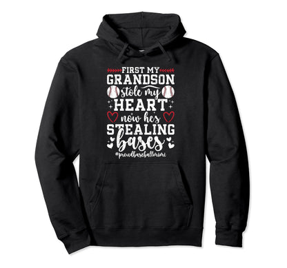 Hes Stealing Bases Baseball Mimi Hoodie - Novelty Apparel for Adults - T-Shirt, Sweatshirt, Hoodie