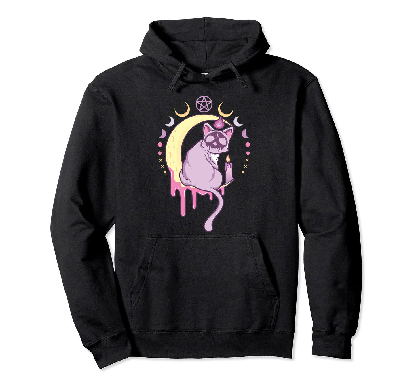 Kawaii Pastel Goth Creepy Cat Menhera Hoodie - Graphic Print Unisex - T-Shirt, Sweatshirt, Hoodie