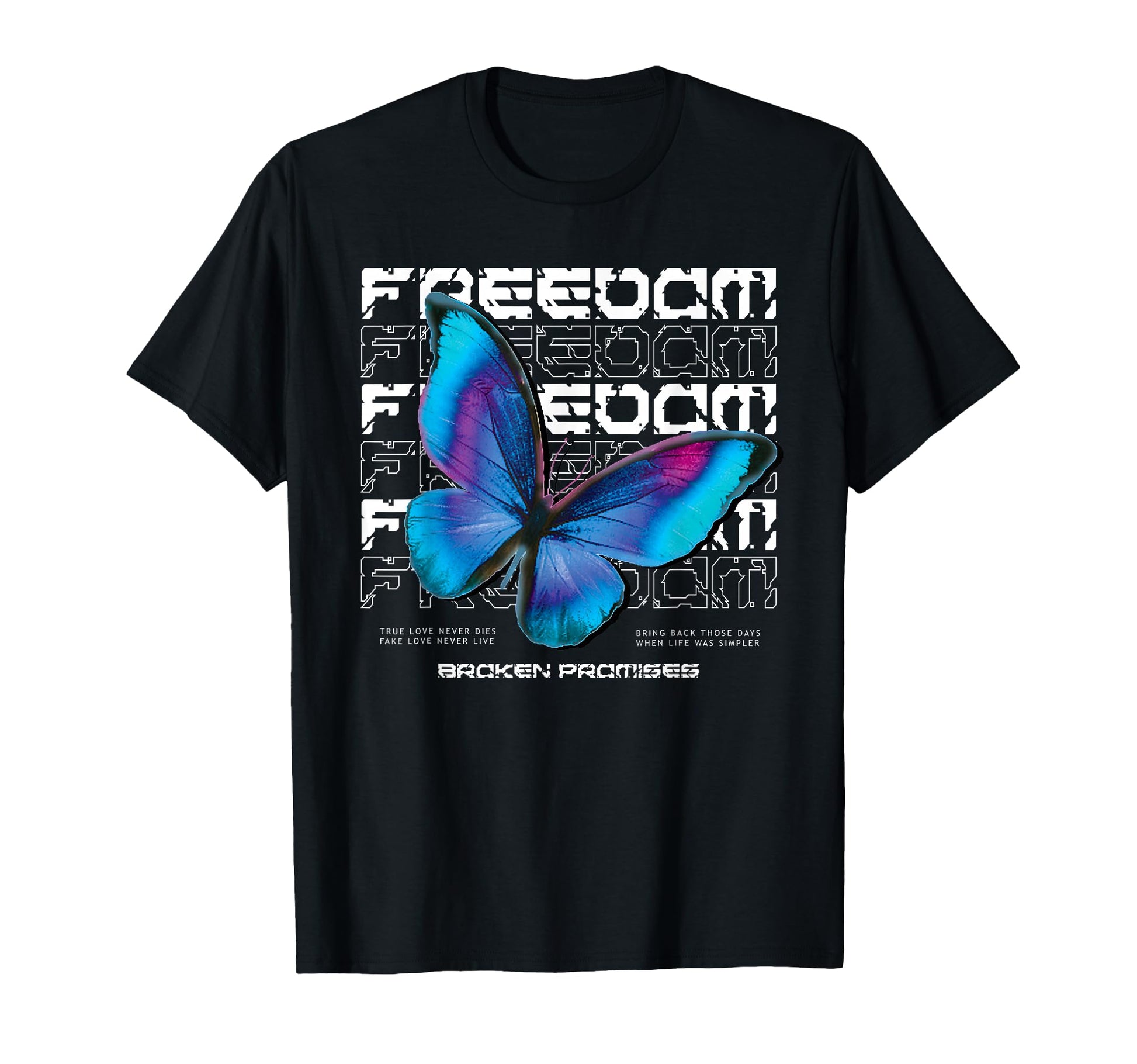 Freedom Butterfly Aesthetic Edgy T-Shirt - Custom Art Print Men Women - T-Shirt, Sweatshirt, Hoodie