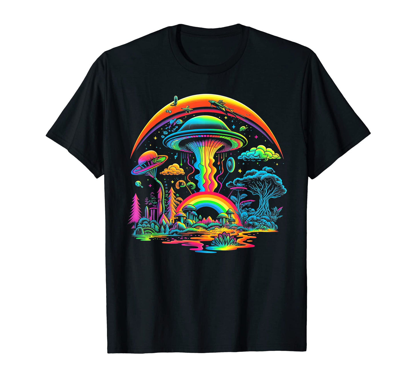 Ufo Funny Alien Mushroom 60S 80S T-Shirt - Fun Novelty Design Men Women - T-Shirt, Sweatshirt, Hoodie