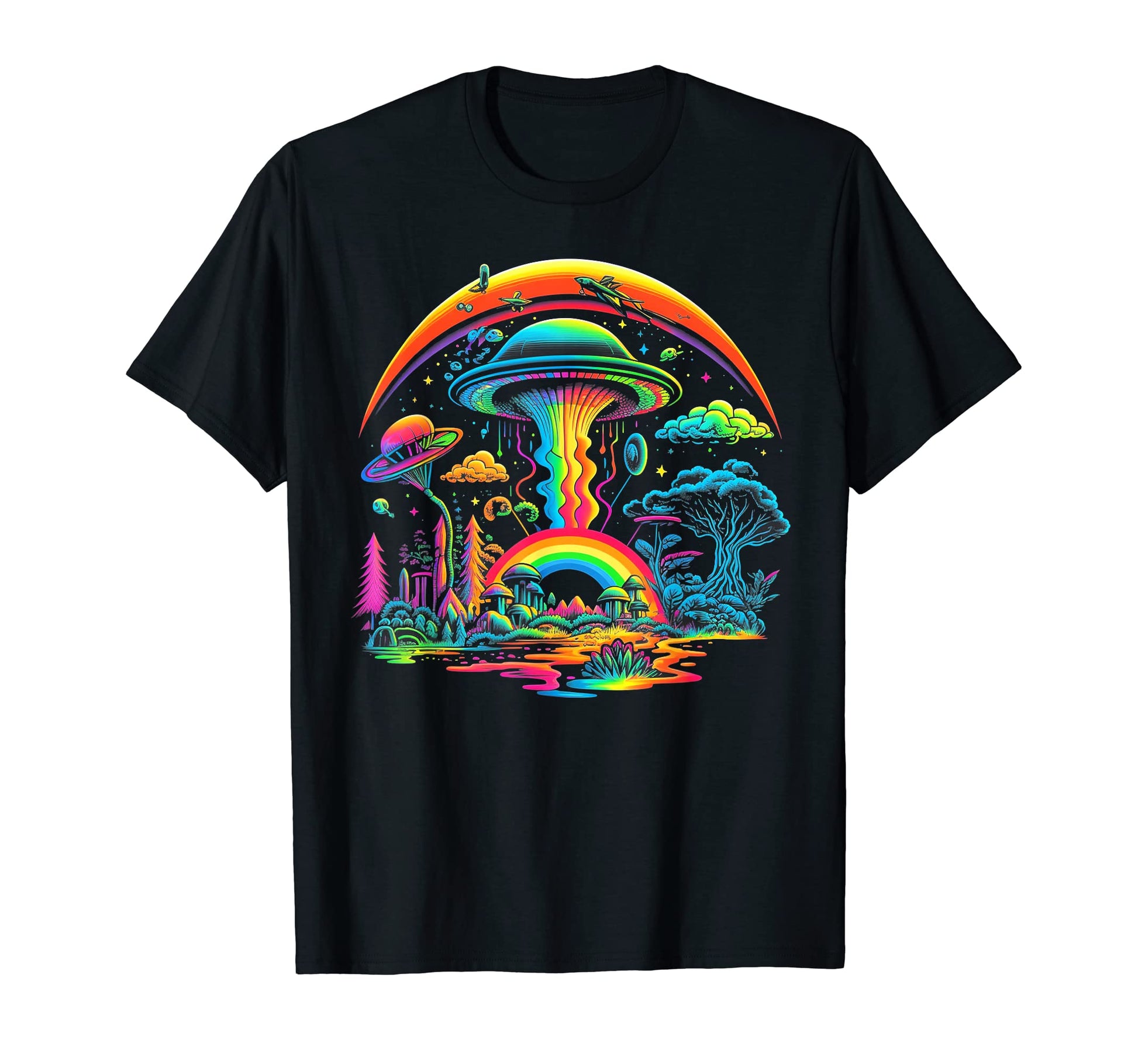 Ufo Funny Alien Mushroom 60S 80S T-Shirt - Fun Novelty Design Men Women - T-Shirt, Sweatshirt, Hoodie