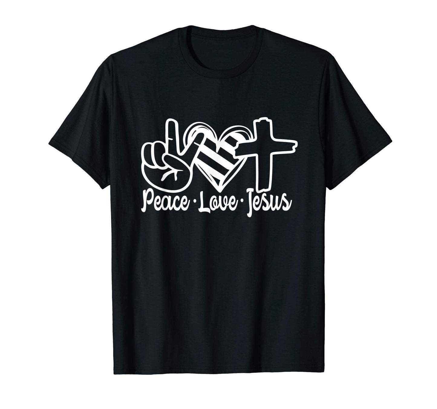 Peace Hand Striped Heart Christian T-Shirt - Unique Graphic Men Women - T-Shirt, Sweatshirt, Hoodie