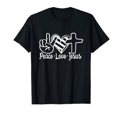 Peace Hand Striped Heart Christian T-Shirt - Unique Graphic Men Women - T-Shirt, Sweatshirt, Hoodie