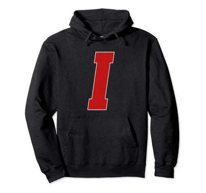 Letter I Monogram Varsity Alphabet Hoodie - Graphic Print Men Women - T-Shirt, Sweatshirt, Hoodie