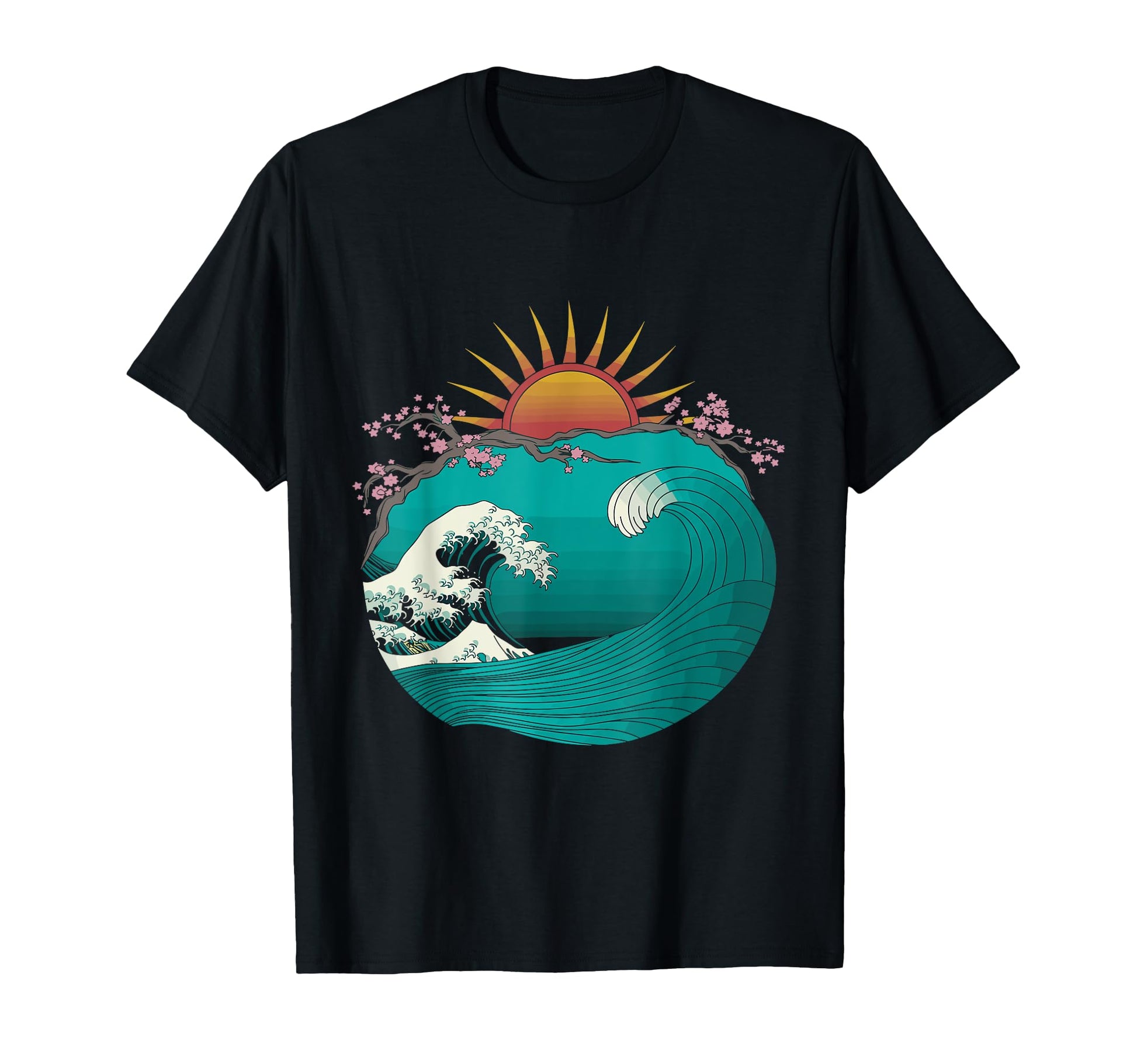 Big Wave Vaporwave Aesthetic 80S Anime T-Shirt - Graphic Print for Adults - T-Shirt, Sweatshirt, Hoodie