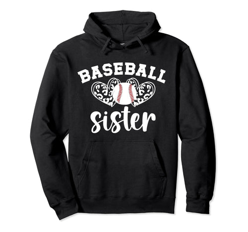 Baseball Sister Baseball Player Heart Hoodie - Graphic Print for Adults - T-Shirt, Sweatshirt, Hoodie