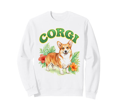 Corgi Groovy Floral Corgi Sweatshirt - Casual Everyday Wear Unisex - T-Shirt, Sweatshirt, Hoodie