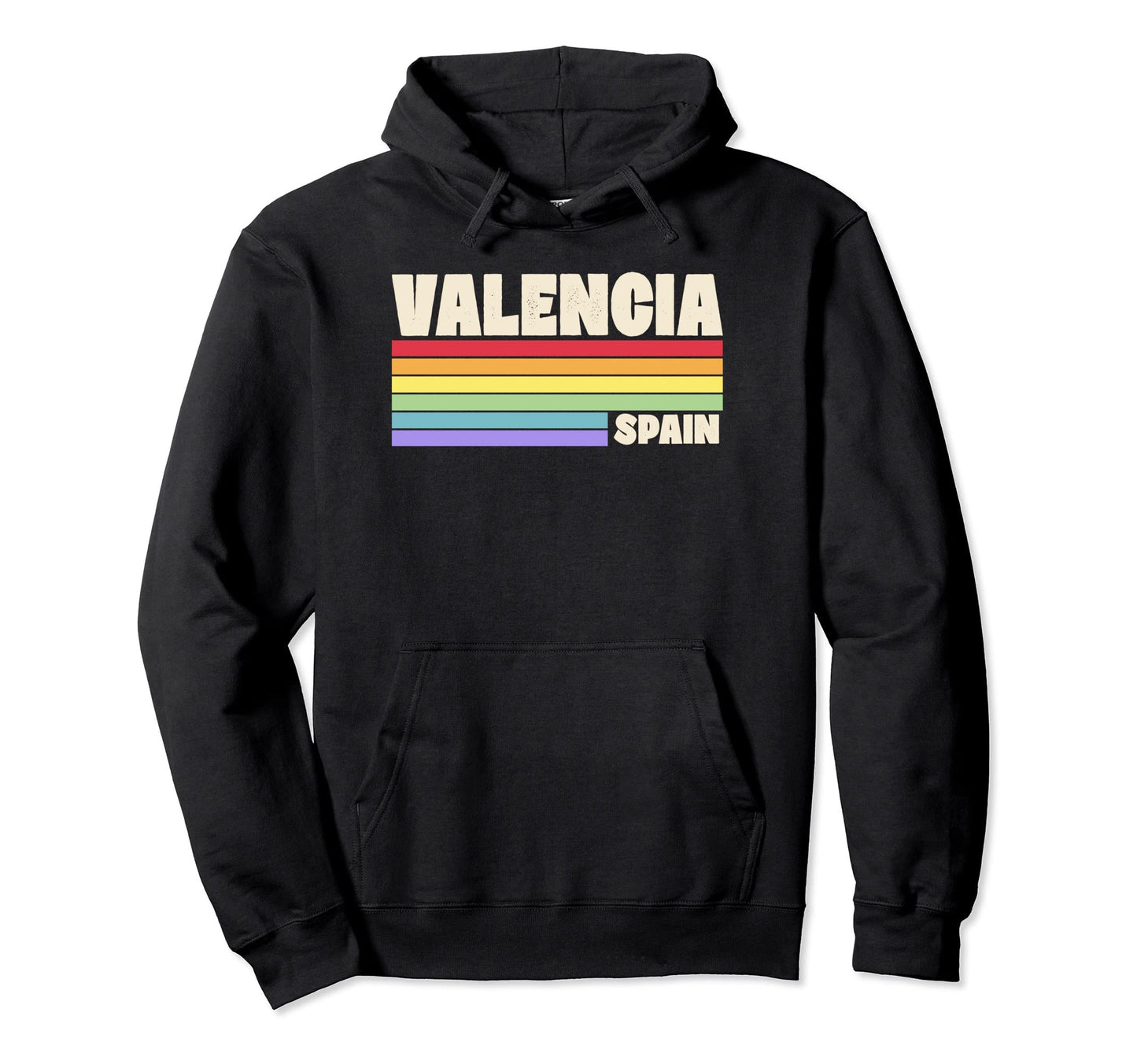 Valencia Spain Rainbow Gay Pride 70S 80S Hoodie - Graphic Print for Adults - T-Shirt, Sweatshirt, Hoodie