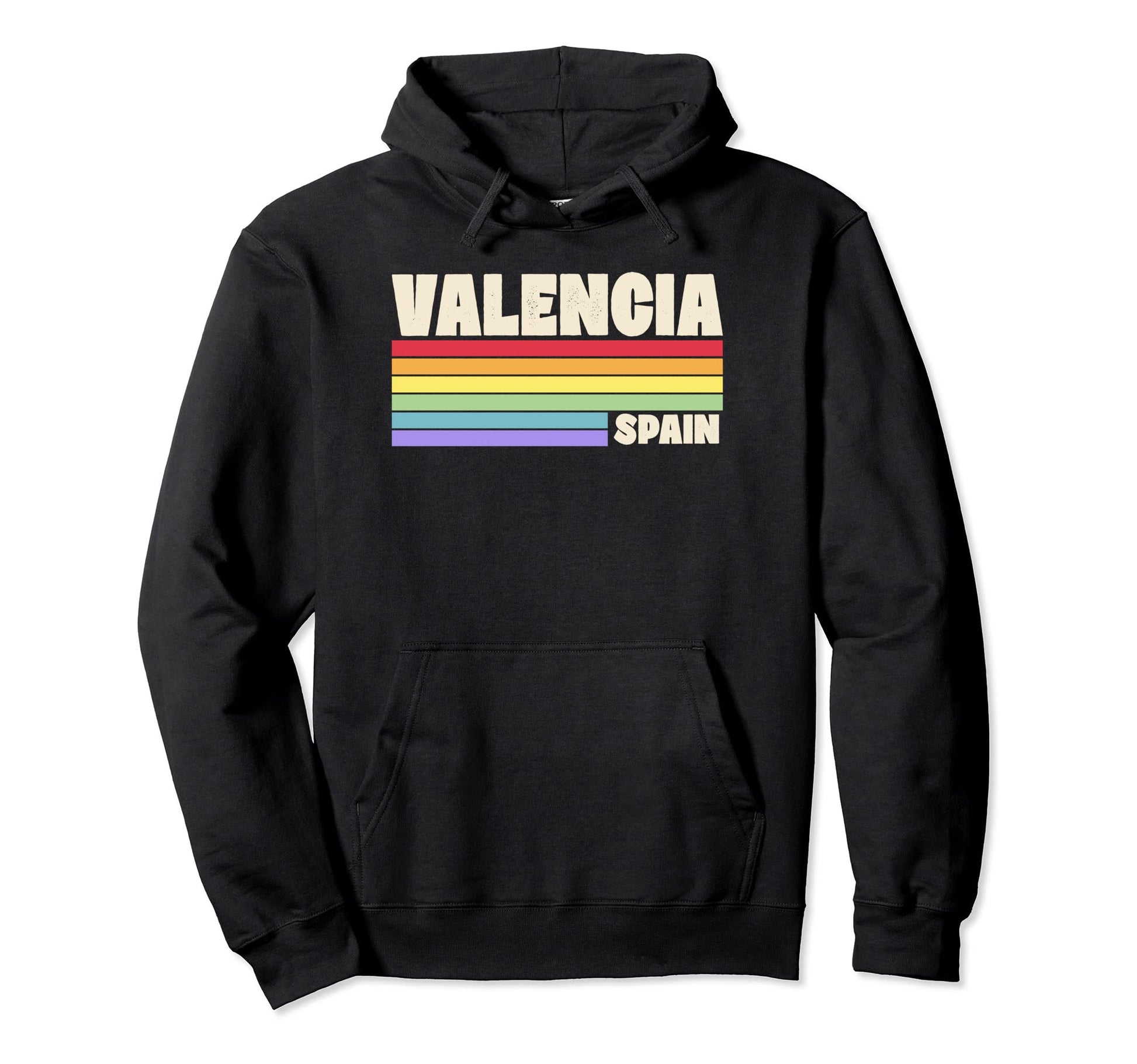Valencia Spain Rainbow Gay Pride 70S 80S Hoodie - Graphic Print for Adults - T-Shirt, Sweatshirt, Hoodie