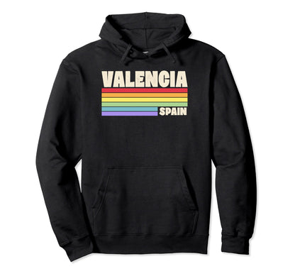 Valencia Spain Rainbow Gay Pride 70S 80S Hoodie - Graphic Print for Adults - T-Shirt, Sweatshirt, Hoodie