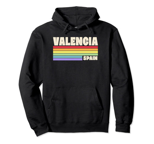 Valencia Spain Rainbow Gay Pride 70S 80S Hoodie - Graphic Print for Adults - T-Shirt, Sweatshirt, Hoodie